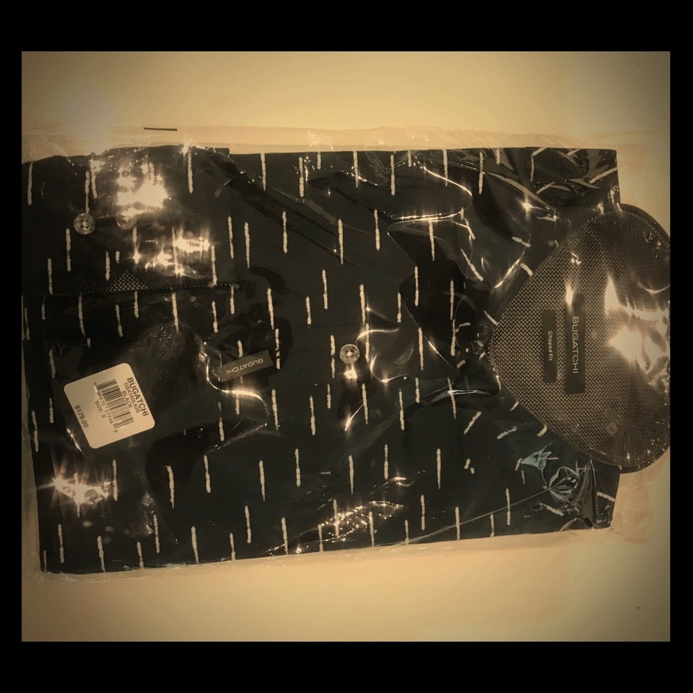 Black Bugatchi button down shirt NEW WITH TAGS